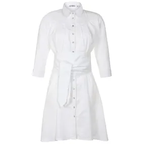 Outsider shirt dress with obi belt in white