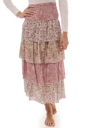 Paper Parachute Printed Smocked Layered Skirt
