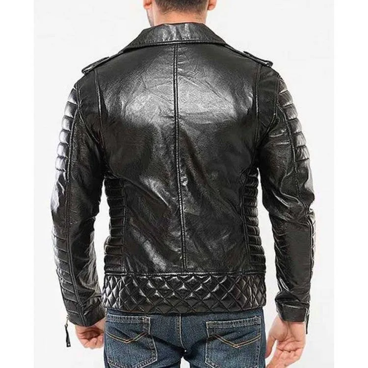 Peregrine Real Black Leather Jacket Men Biker Motorcycle