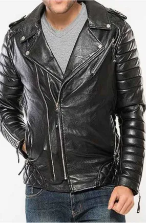 Peregrine Real Black Leather Jacket Men Biker Motorcycle