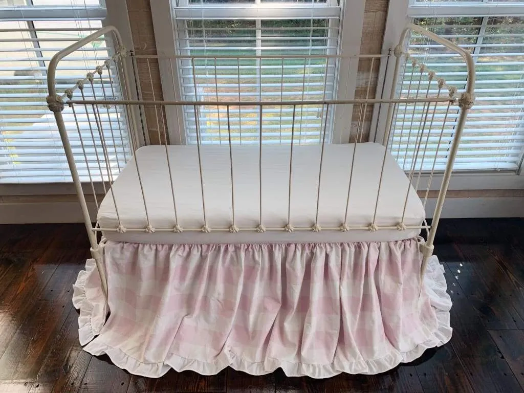 Pink Buffalo Check Ruffled Crib Skirt