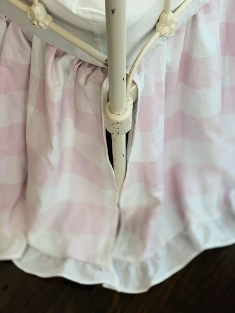 Pink Buffalo Check Ruffled Crib Skirt