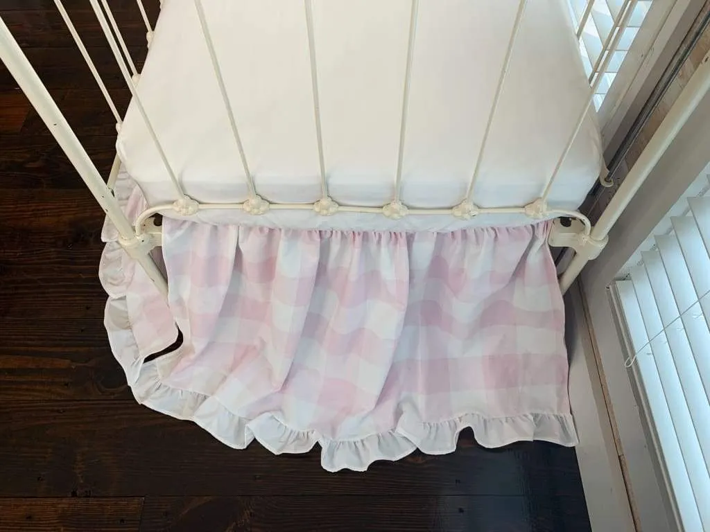 Pink Buffalo Check Ruffled Crib Skirt