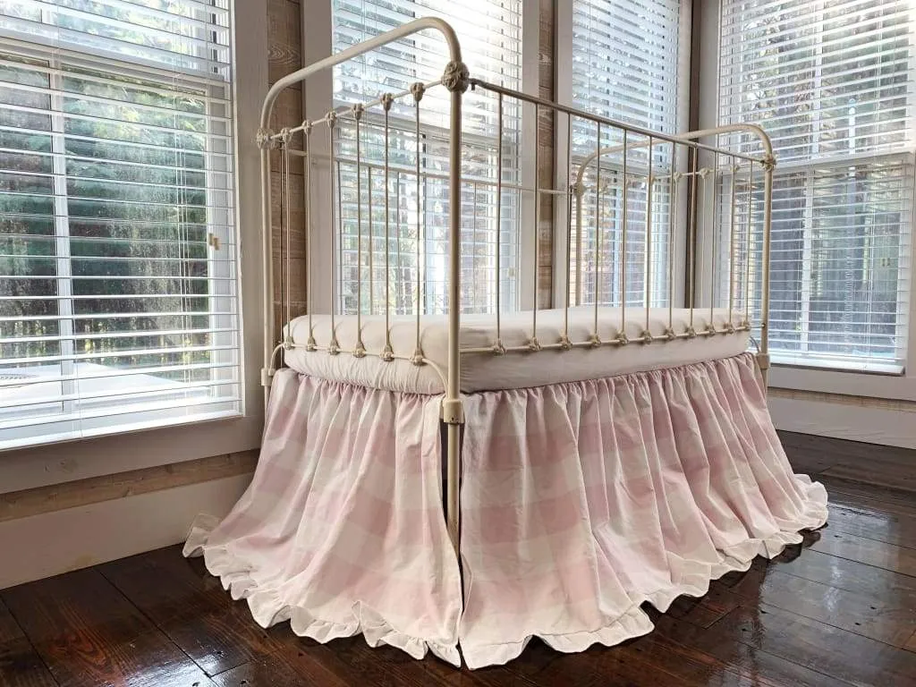 Pink Buffalo Check Ruffled Crib Skirt