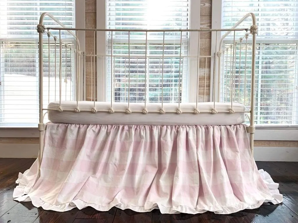 Pink Buffalo Check Ruffled Crib Skirt