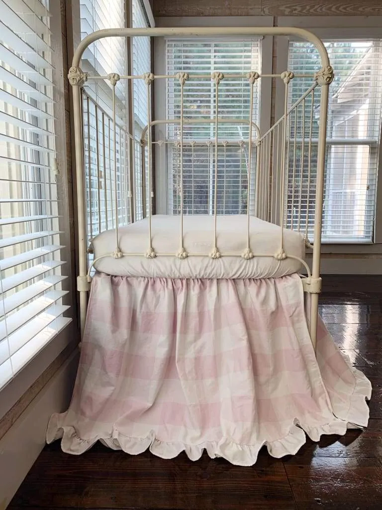 Pink Buffalo Check Ruffled Crib Skirt
