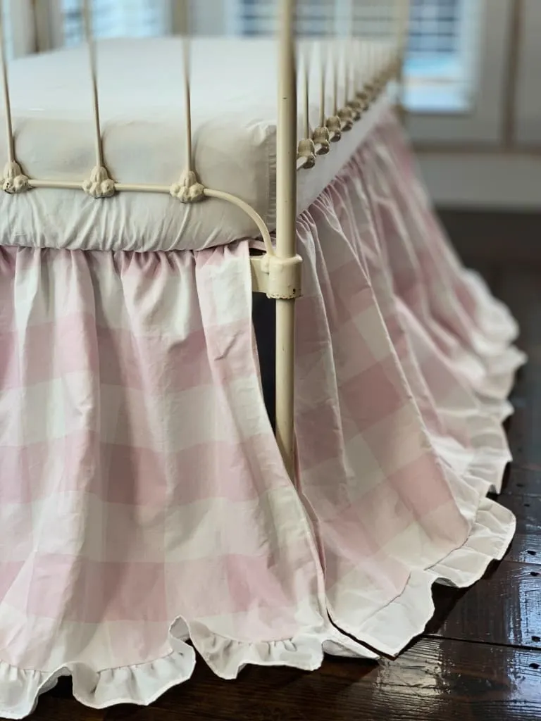 Pink Buffalo Check Ruffled Crib Skirt