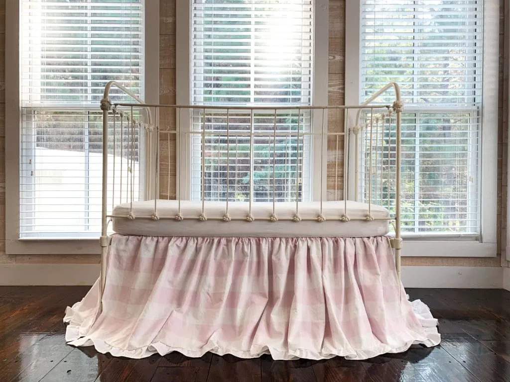 Pink Buffalo Check Ruffled Crib Skirt