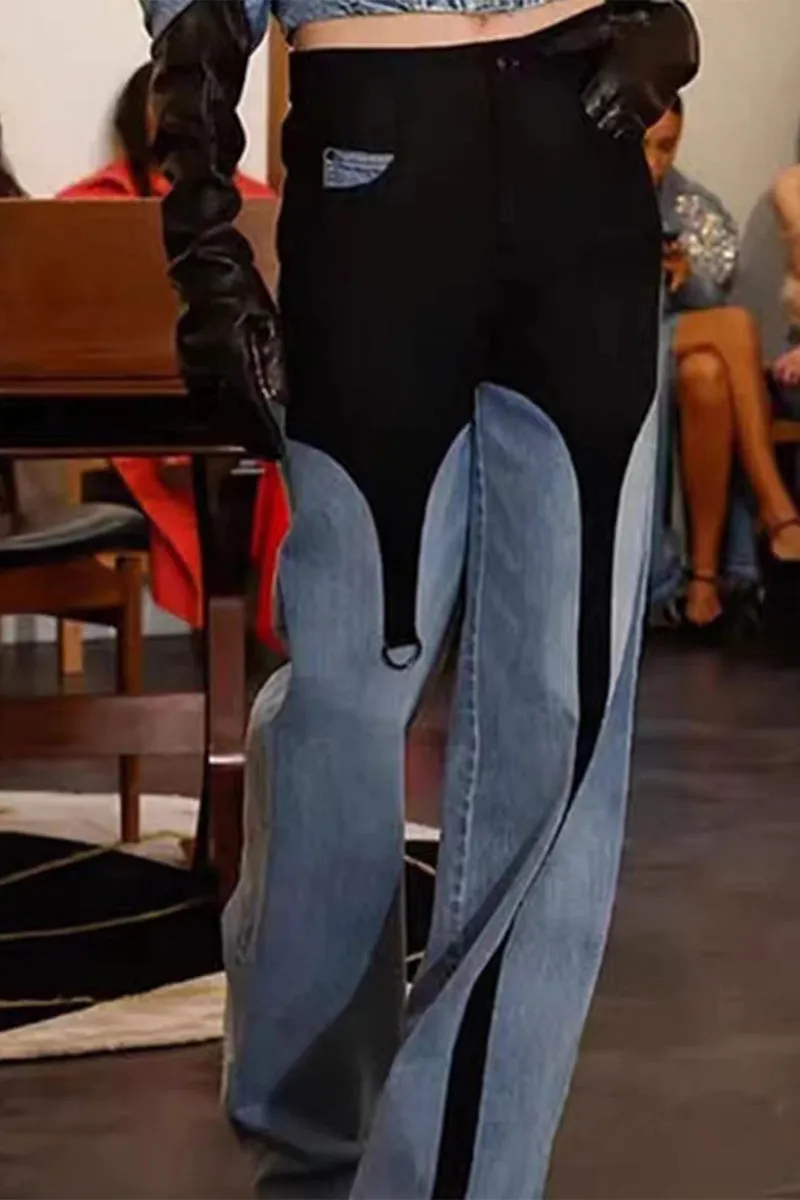 PJ0210 Two Tone Denim Maxi Jeans