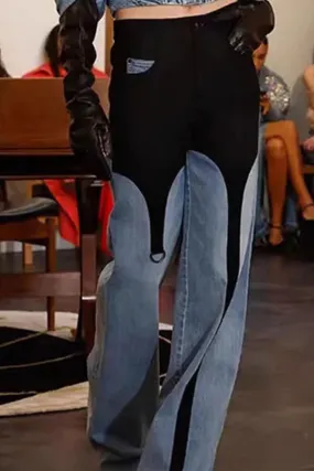 PJ0210 Two Tone Denim Maxi Jeans