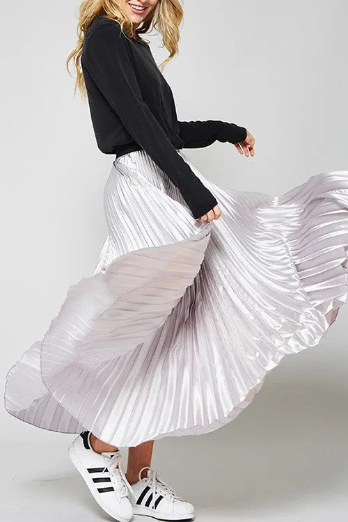 Pleats Metallic MaxiSkirt