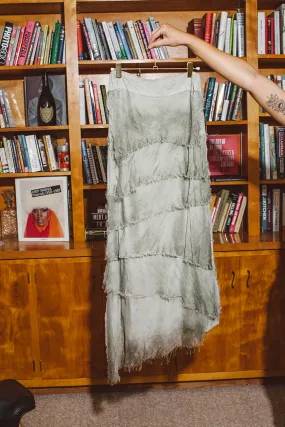 PORTER Tiered Ombre Green Skirt