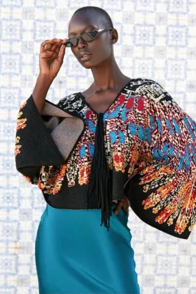 POTOMAC KNITTED PONCHO BLACK COMBO