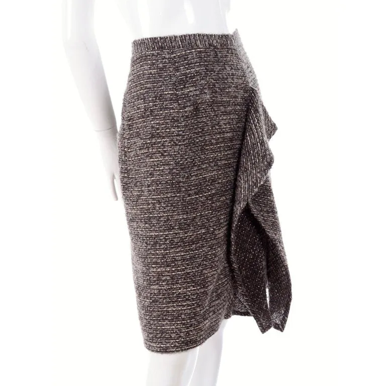 Pre-Fall 2009 Oscar de la Renta Skirt Brown & Cream Wool Mohair Alpaca Tweed