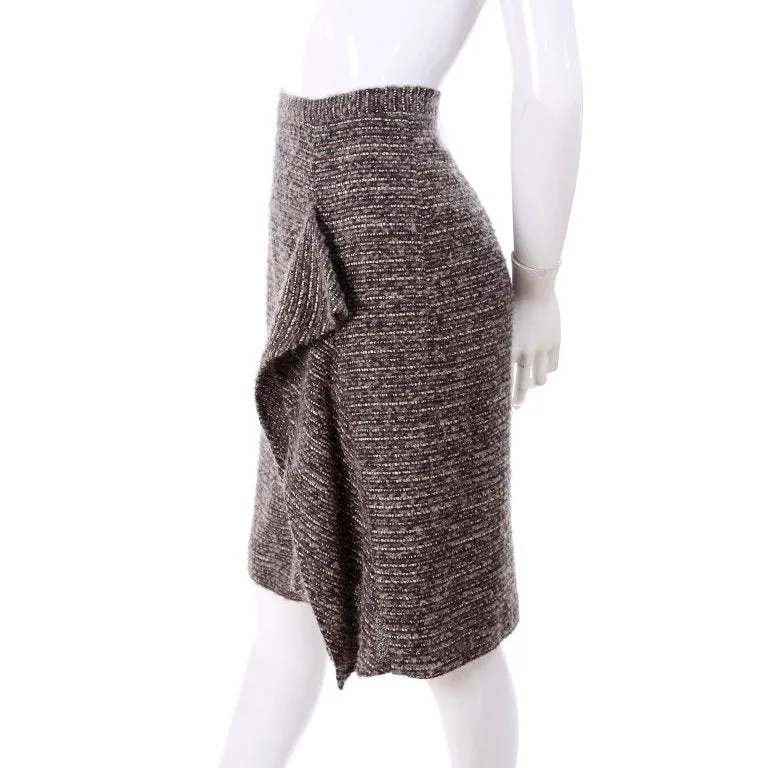 Pre-Fall 2009 Oscar de la Renta Skirt Brown & Cream Wool Mohair Alpaca Tweed