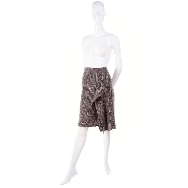 Pre-Fall 2009 Oscar de la Renta Skirt Brown & Cream Wool Mohair Alpaca Tweed