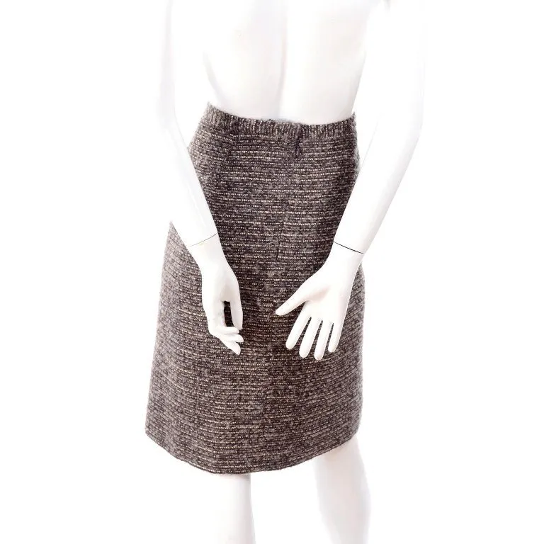 Pre-Fall 2009 Oscar de la Renta Skirt Brown & Cream Wool Mohair Alpaca Tweed