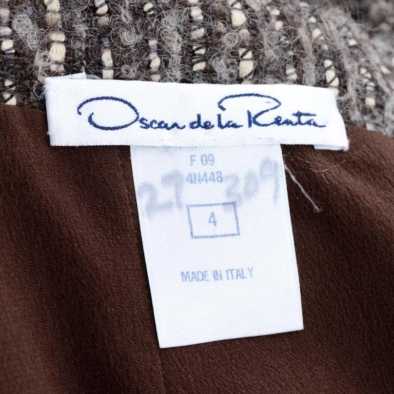 Pre-Fall 2009 Oscar de la Renta Skirt Brown & Cream Wool Mohair Alpaca Tweed