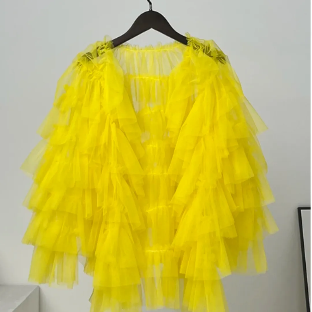 Pre Order:  Multi-Layer Mesh Splicing Long Sleeved Top