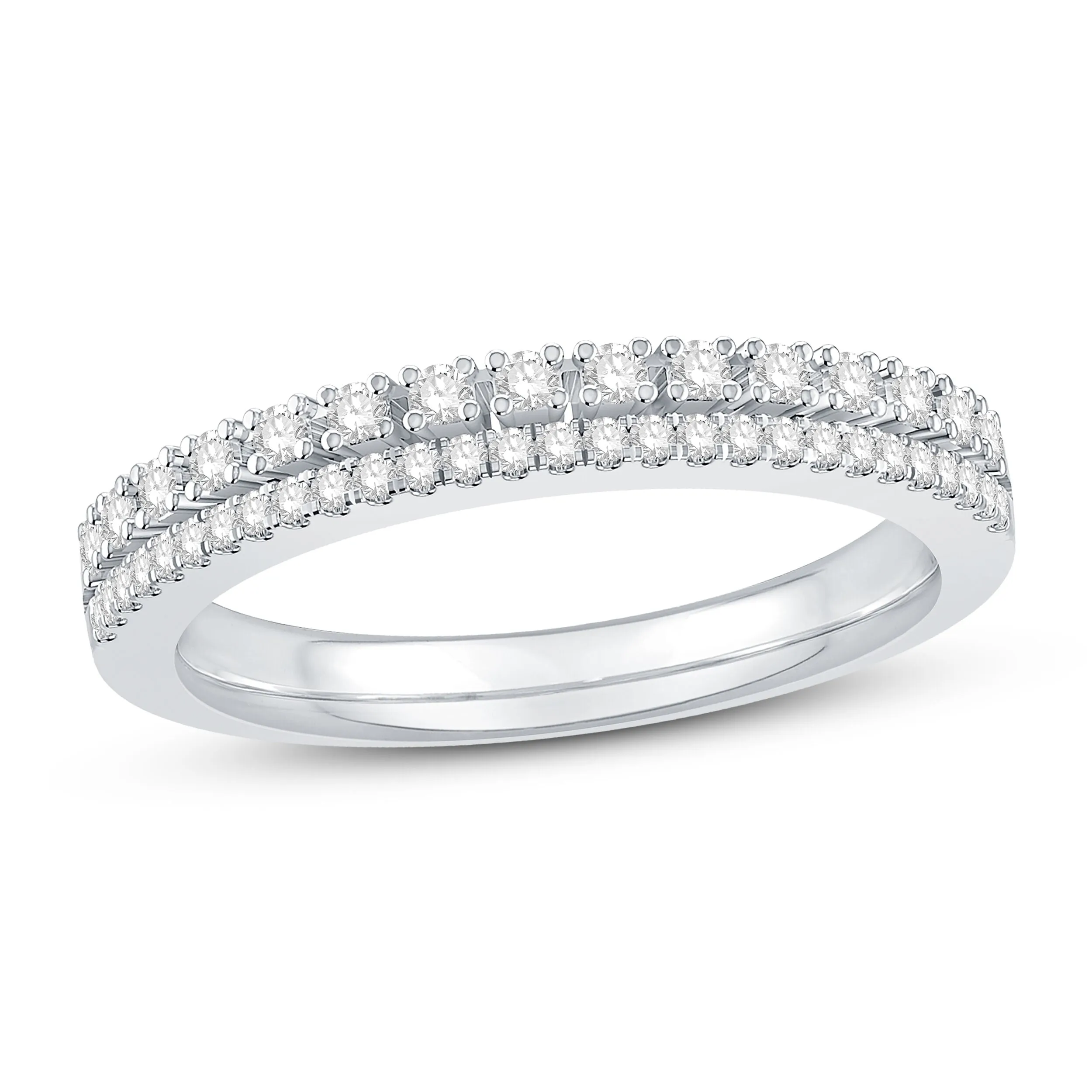 Pre-Owned Jared 14k White Gold 1/4ct Round Diamond Layered Band Ring