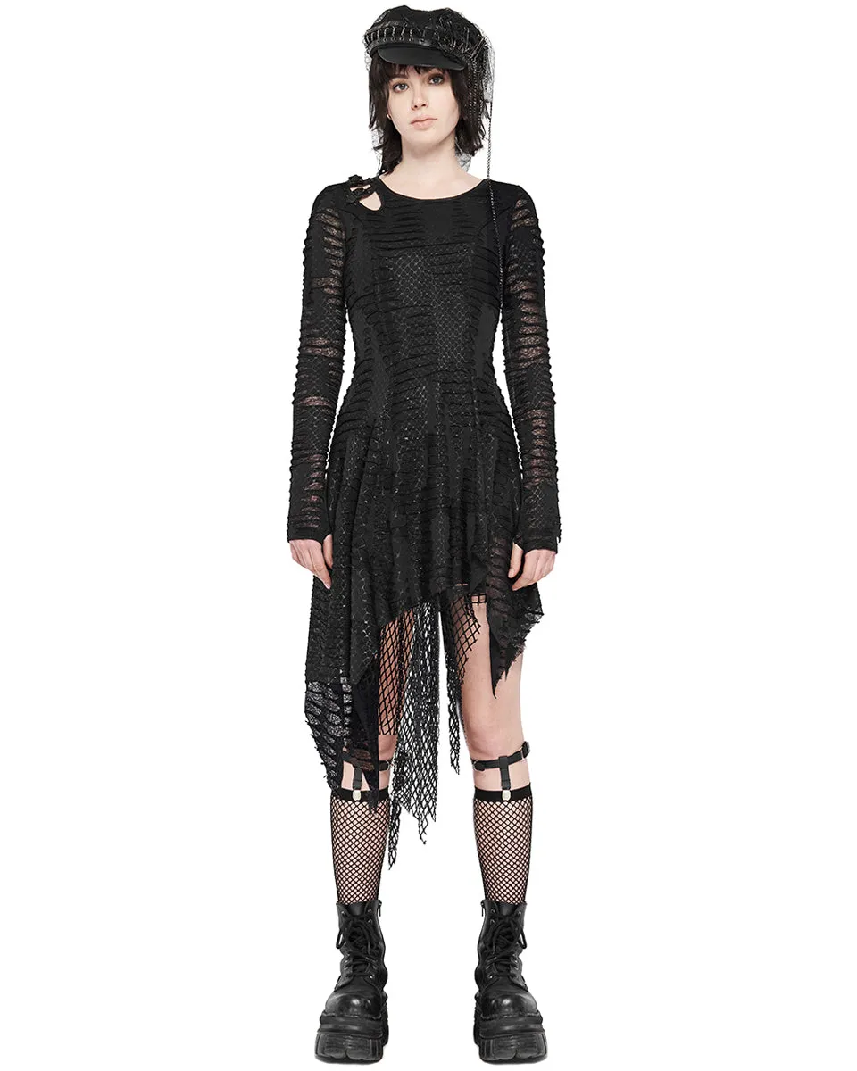 Punk Rave Snakescale Womens Dark Apocalyptic Layered Mesh Dress
