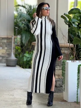 "Betina" High Neck Long Sleeve Sweater Dress.