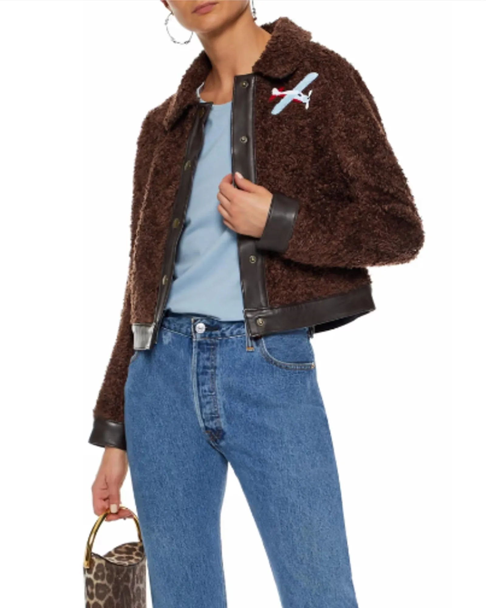 "Felix" Leather Trimmed Shearling Jacket