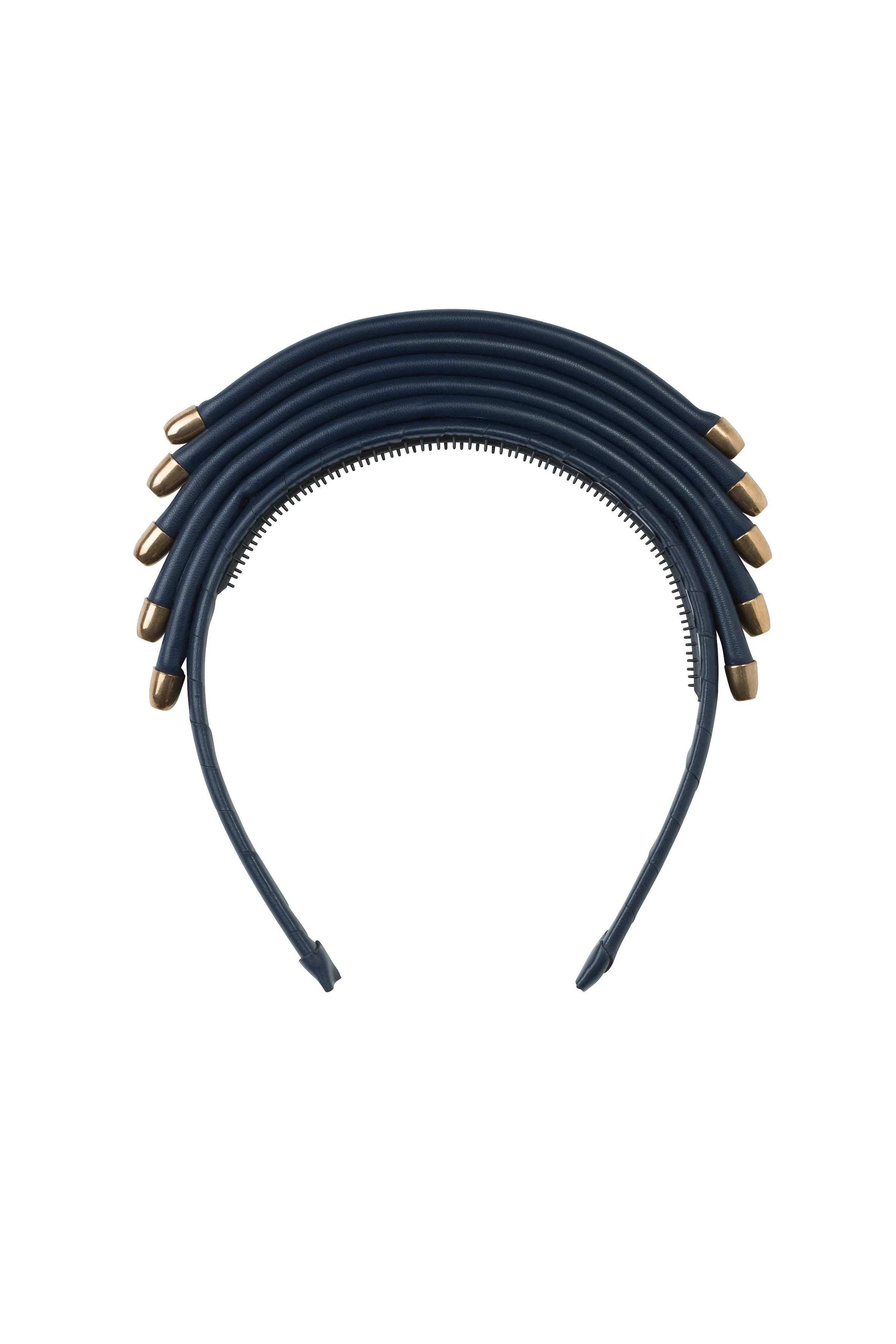 Rainbow Leather Headband - Navy