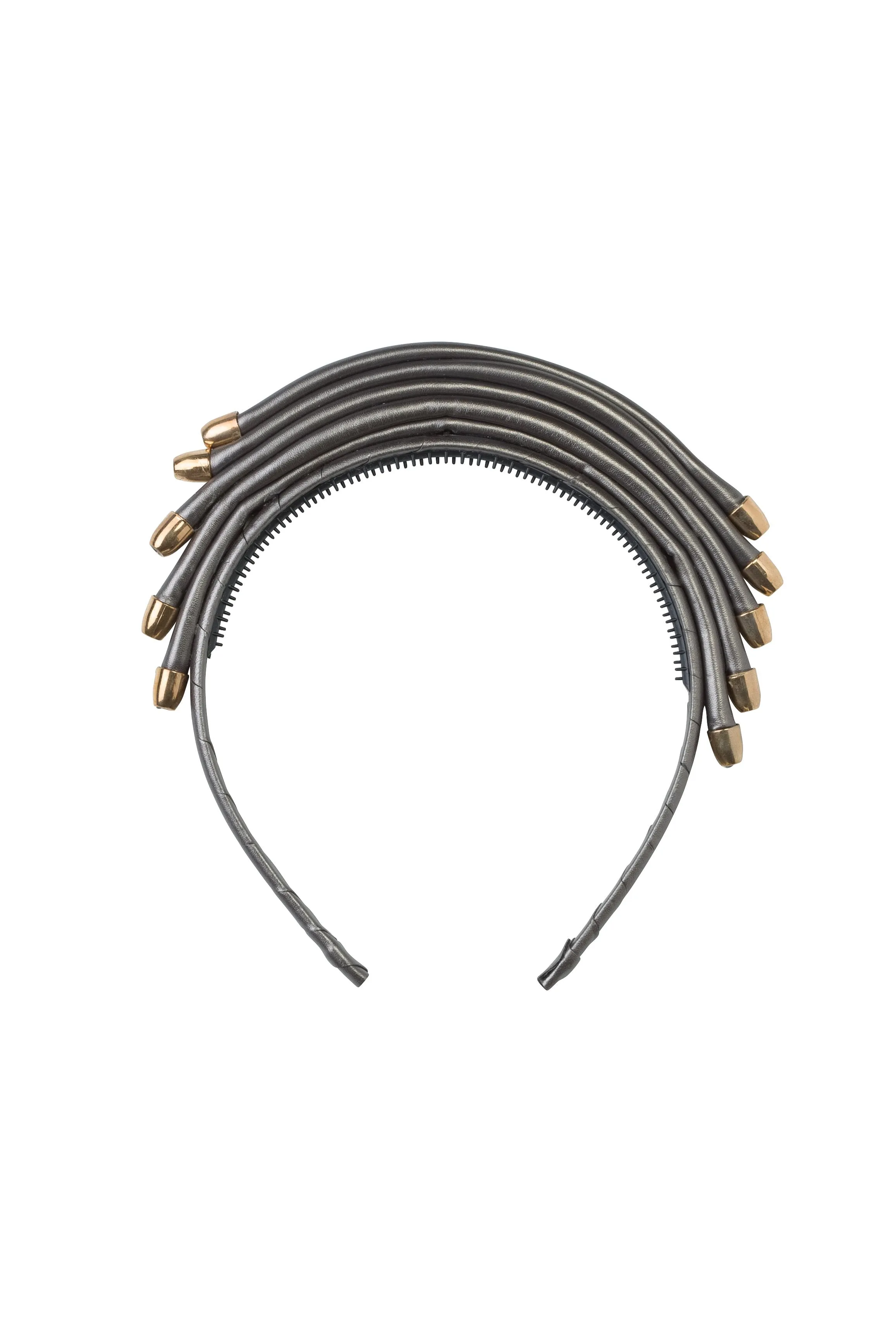 Rainbow Leather Headband - Pewter