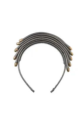 Rainbow Leather Headband - Pewter