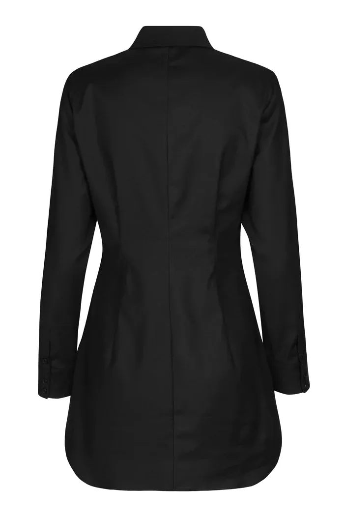 Raw Shirt Dress - Black