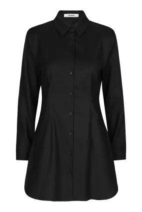 Raw Shirt Dress - Black