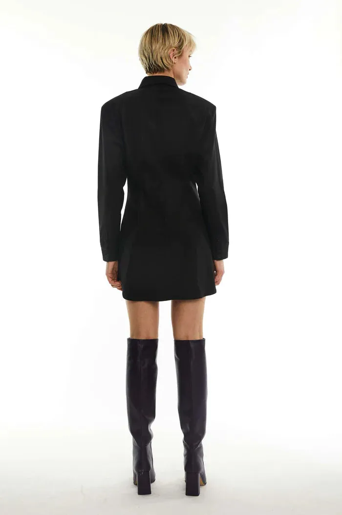 Raw Shirt Dress - Black