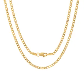 Real 14k Gold Unisex Thin Miami Cuban Curb Chain Necklace
