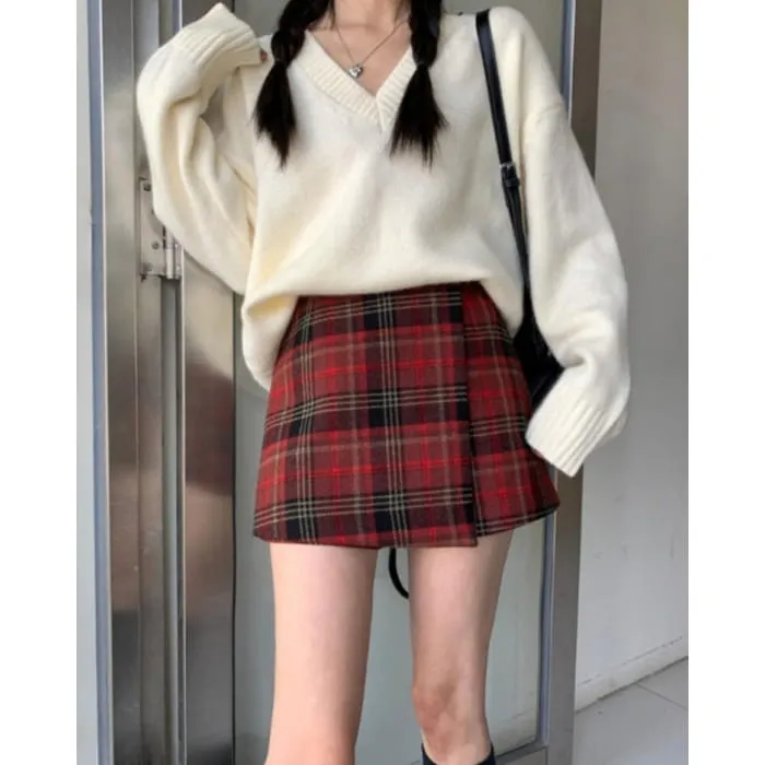 Red Plaid Wrap Skirt