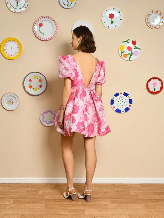 Roses Jacquard Mini Dress