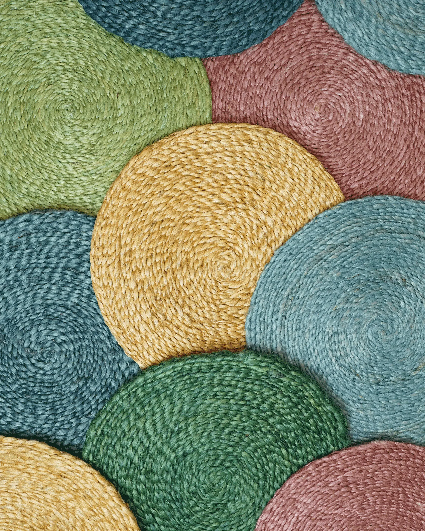 Round Jute Placemat, Set Of Four - Light Blue