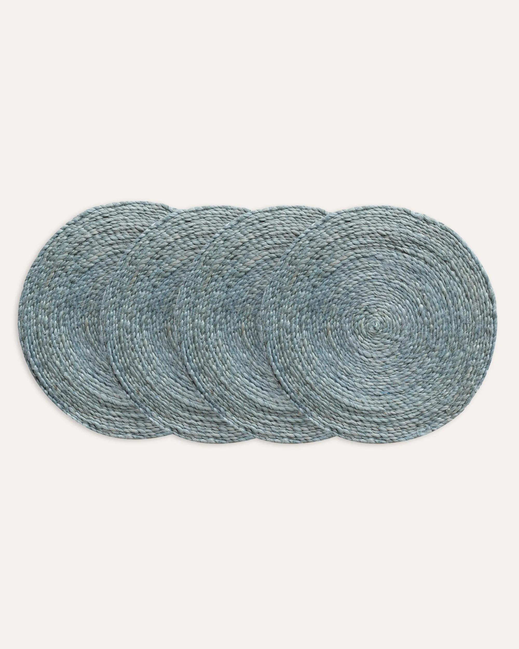 Round Jute Placemat, Set Of Four - Light Blue