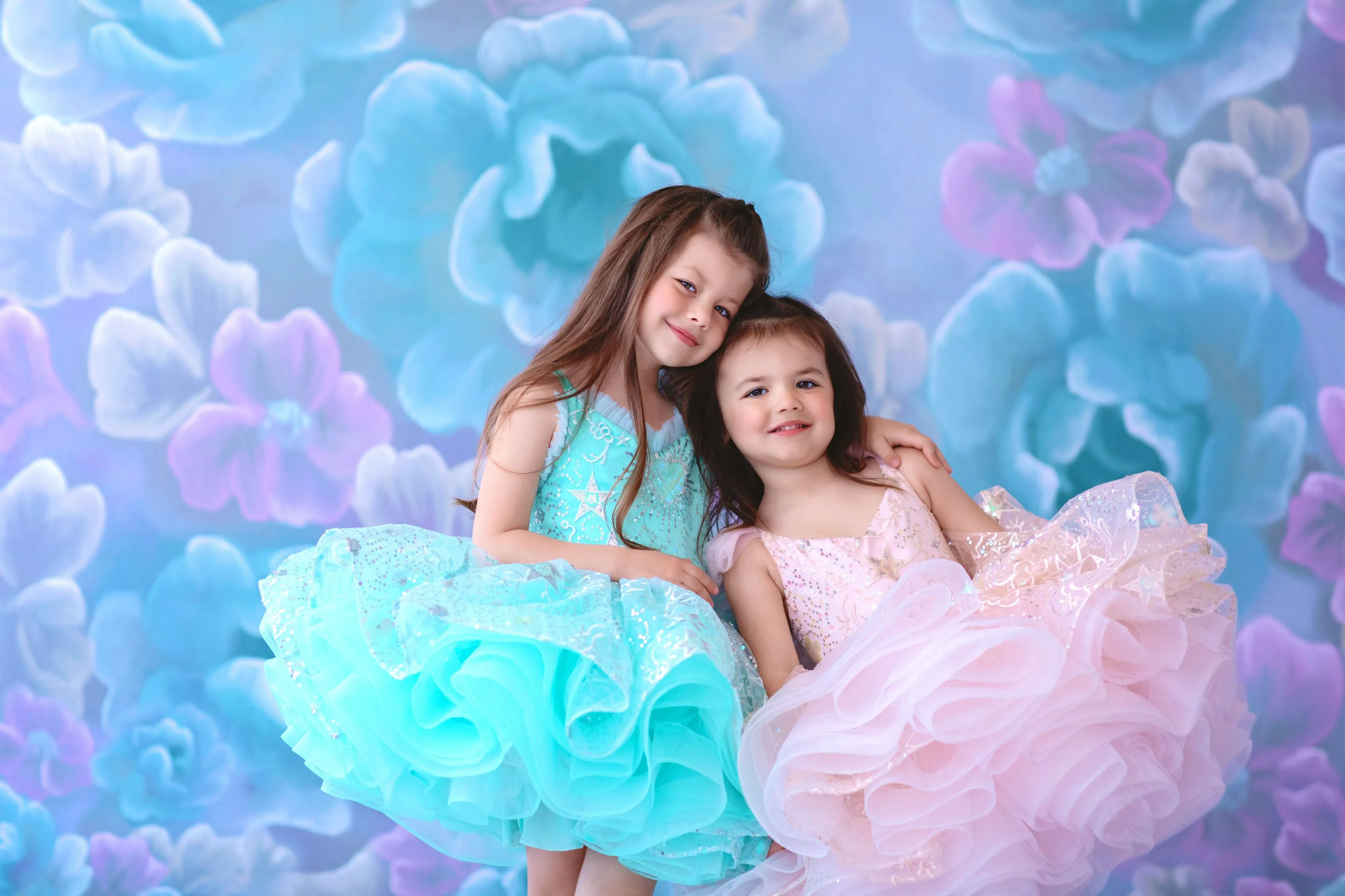 Rts Twinkle Toes- Seafoam-Petal Length Gown ( 4 Year - Petite 6 Year)