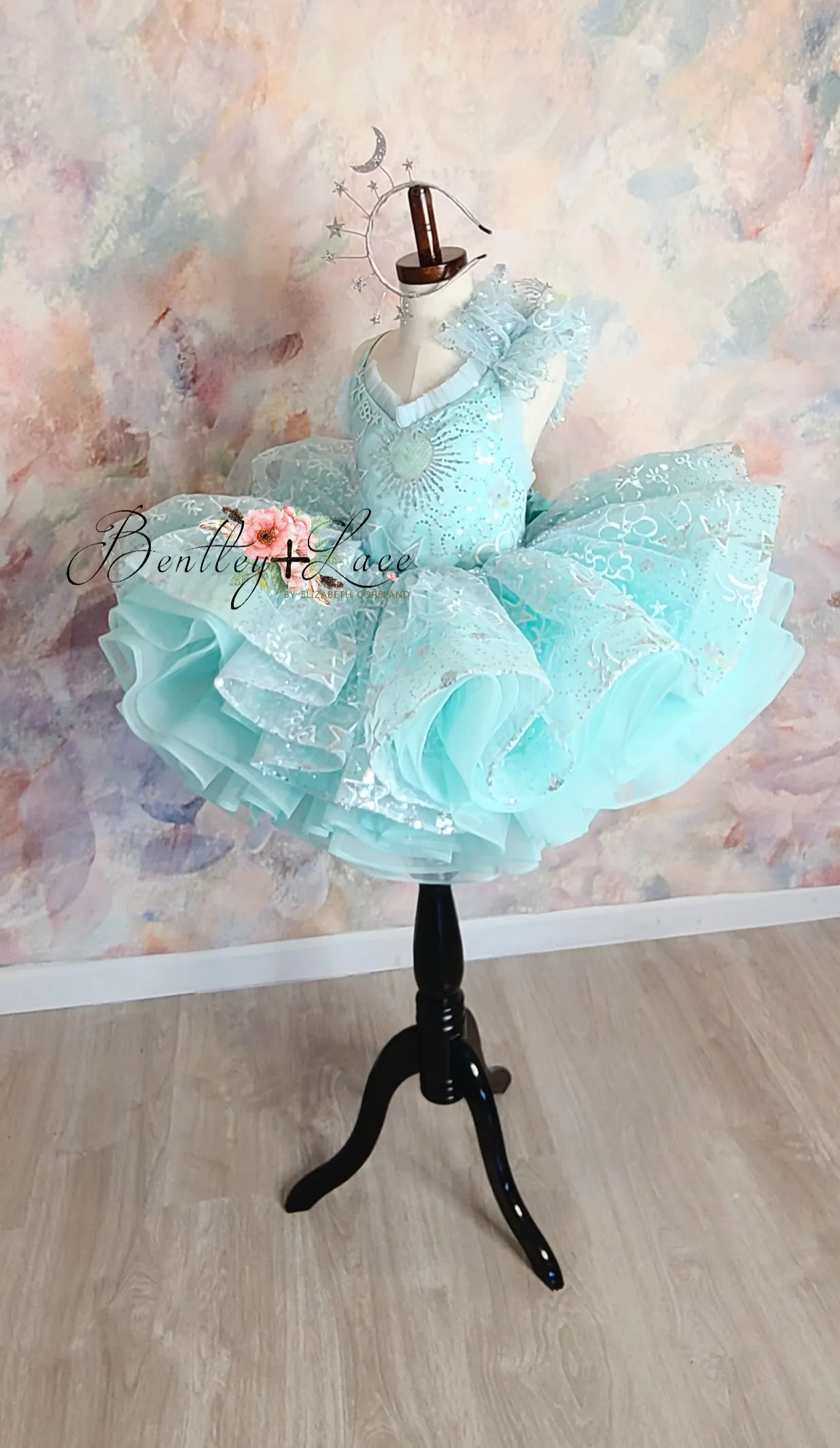 Rts Twinkle Toes- Seafoam-Petal Length Gown ( 4 Year - Petite 6 Year)
