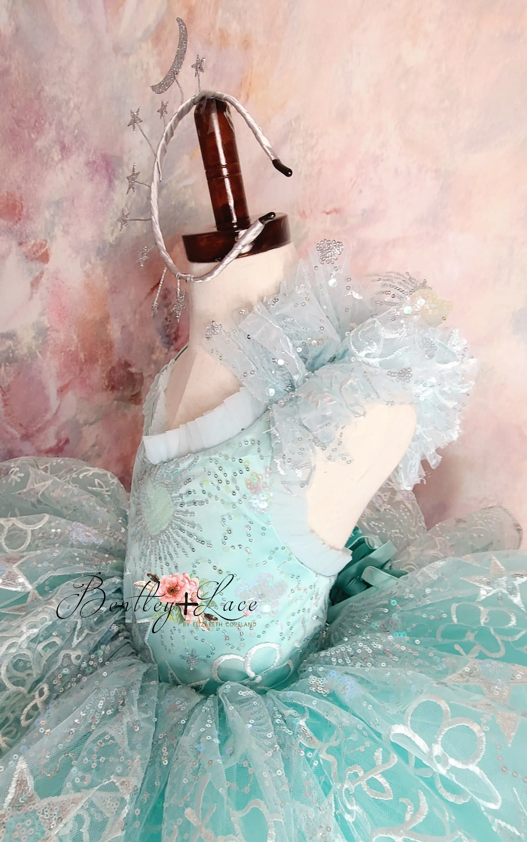 Rts Twinkle Toes- Seafoam-Petal Length Gown ( 4 Year - Petite 6 Year)