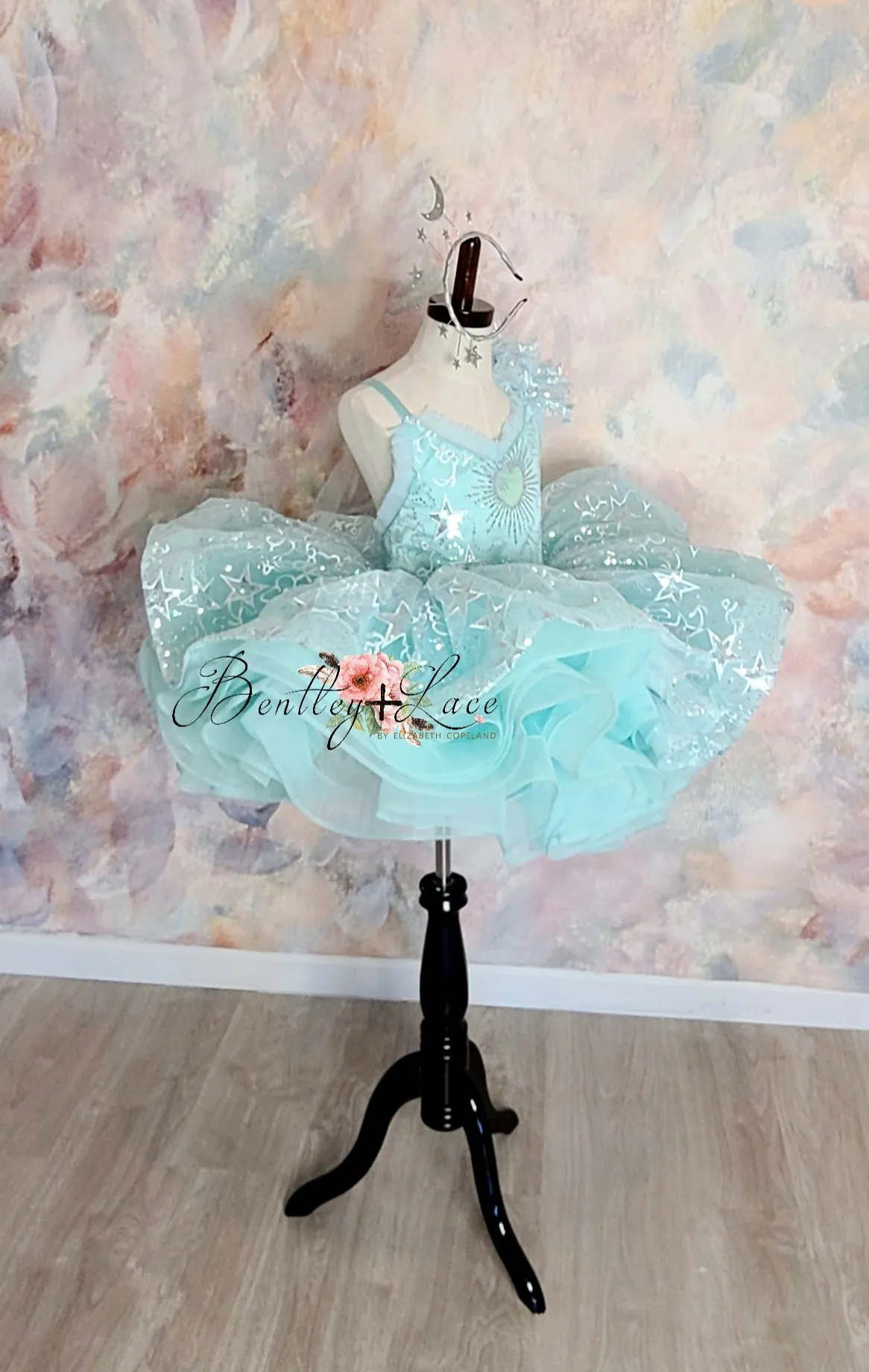 Rts Twinkle Toes- Seafoam-Petal Length Gown ( 4 Year - Petite 6 Year)