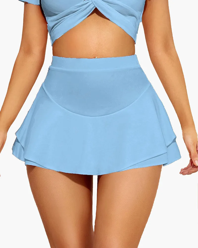 Ruffle Trim Two Layer Hem Skirt
