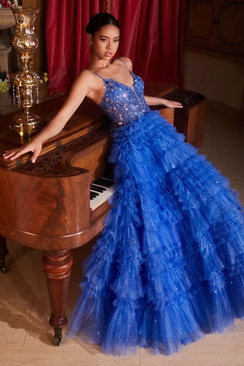 RUFFLED LAYERED BALL GOWN  CDC152