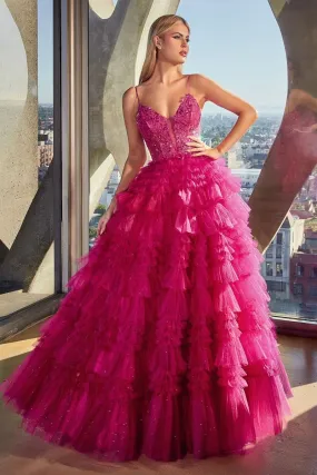 RUFFLED LAYERED BALL GOWN  CDC152