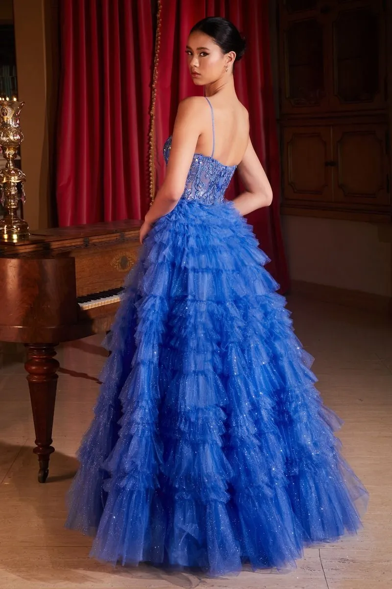 RUFFLED LAYERED BALL GOWN  CDC152