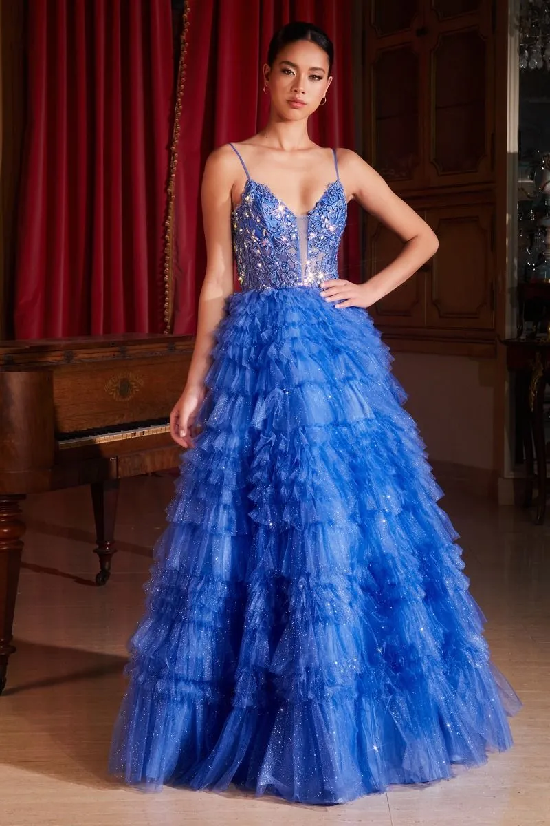 RUFFLED LAYERED BALL GOWN  CDC152