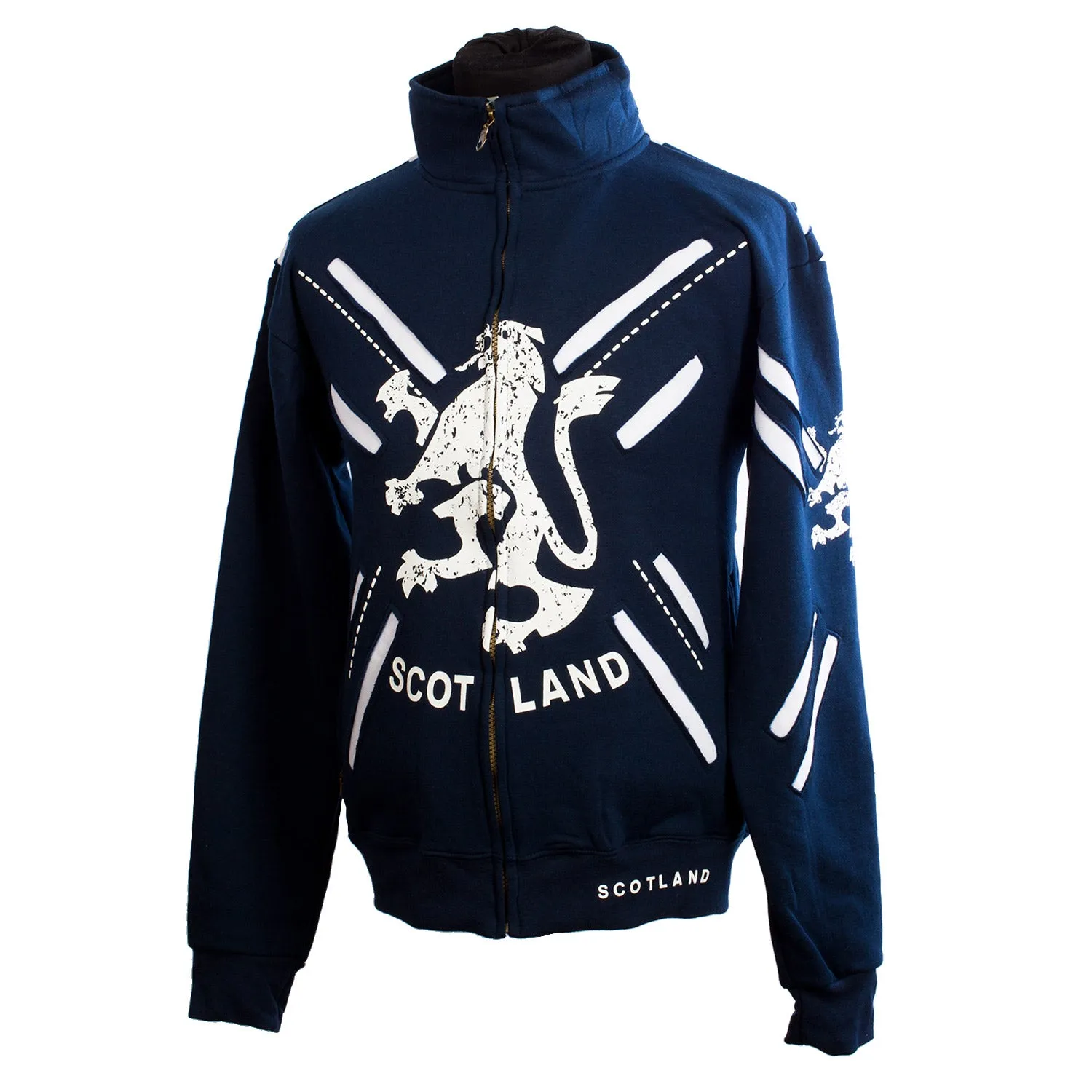 Scotland Layered Zipper Sweatshirt Top Navy