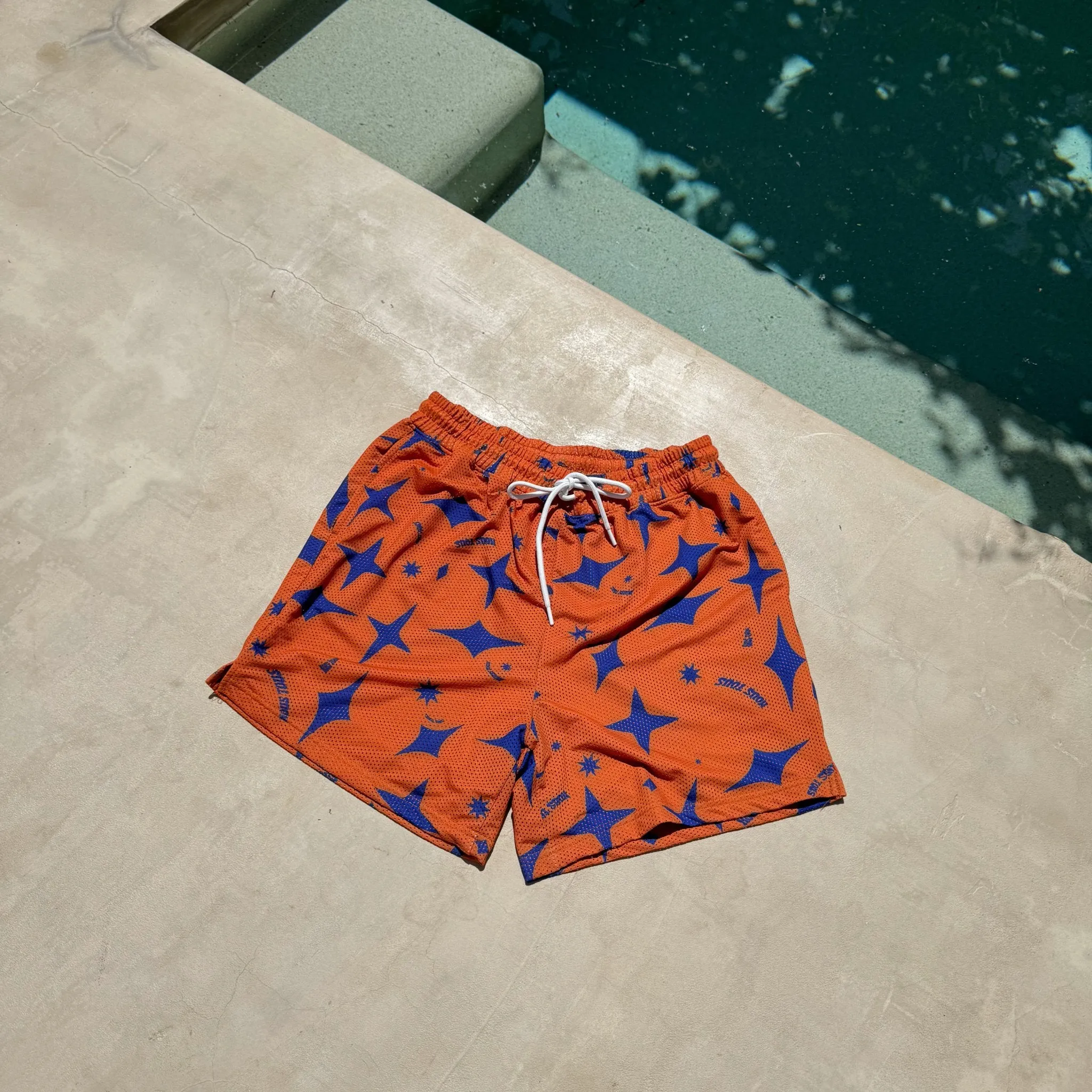 SHOOTING STARS DRIP MESH SHORTS BLUE/ORANGE