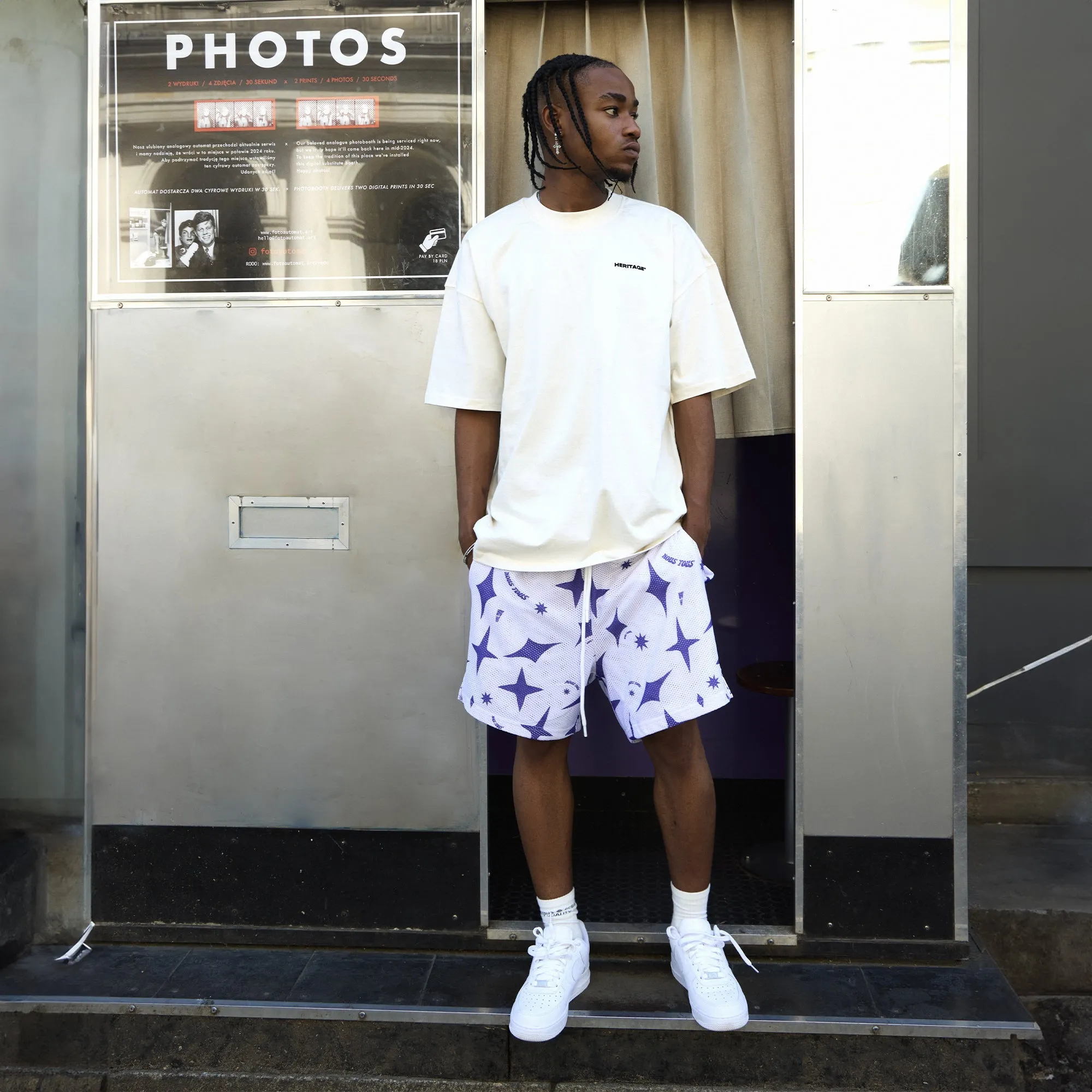 SHOOTING STARS DRIP MESH SHORTS PURPLE/WHITE
